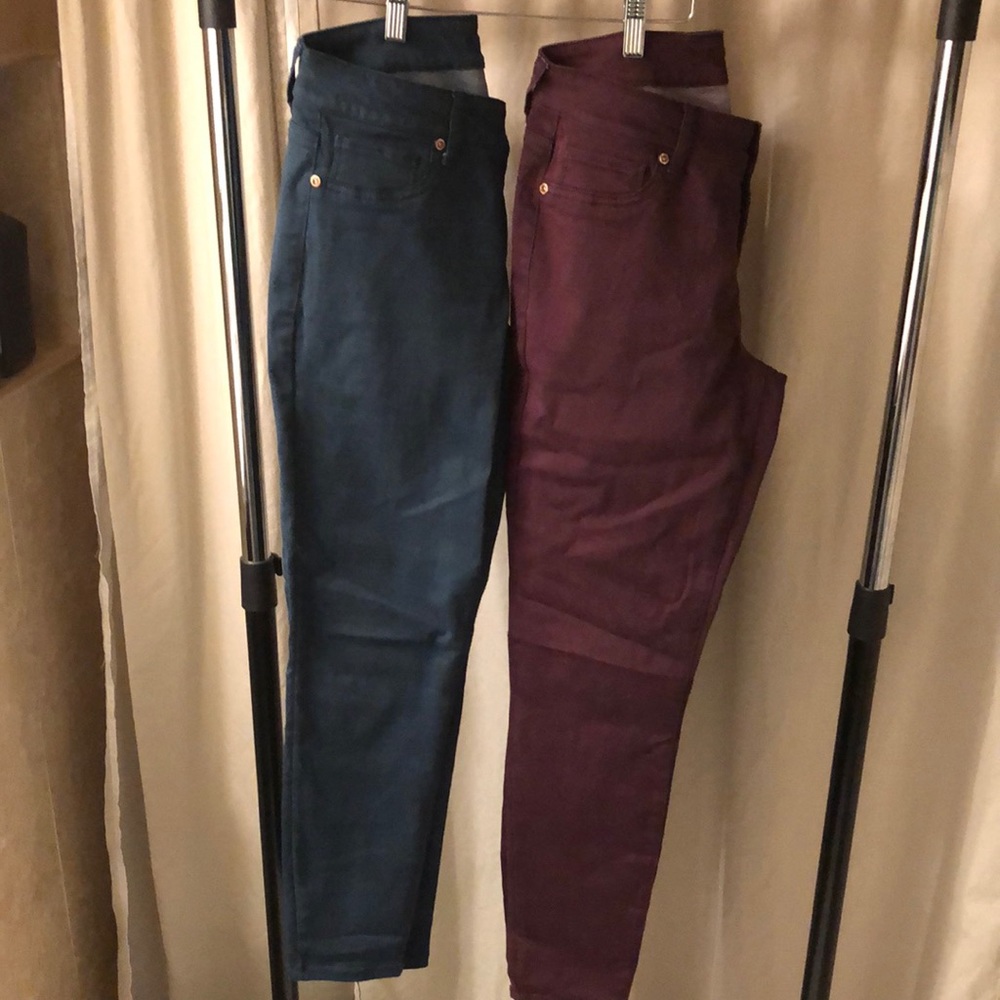 Burgundy/plum and Hunter Green pants - 2 for the price of one